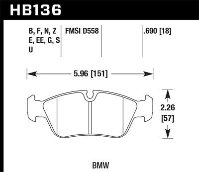 Hawk 318i 1,8 L vente berline avant ER-1 plaquettes de frein pour 92-98 BMW