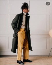 Mens Loden Green Wool Cashmere Double Breasted Coat Timothy Everest