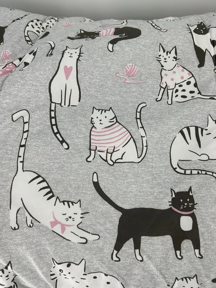 Juego de edredón completo de ropa de cama CAT de 14 piezas y 4 pinturas originales corazones ROSADOS REVERSIBLES Foto 3 de 4