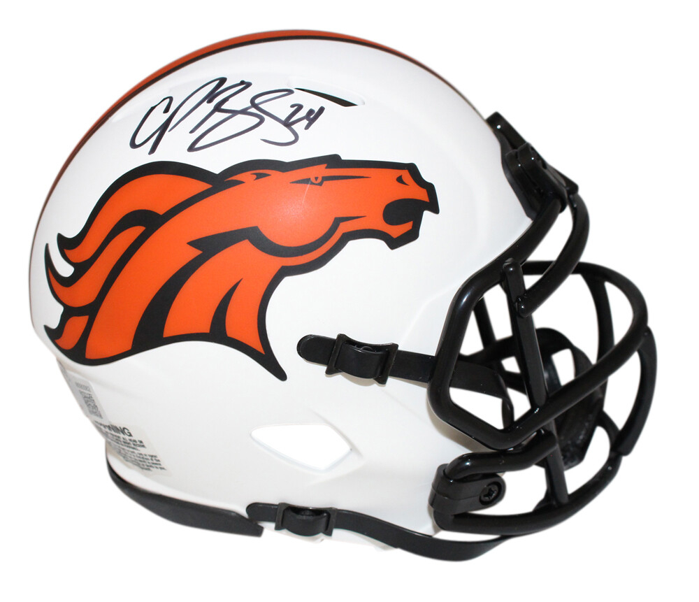 Champ Bailey Autographed Signed Denver Broncos Lunar Mini Helmet Beckett 