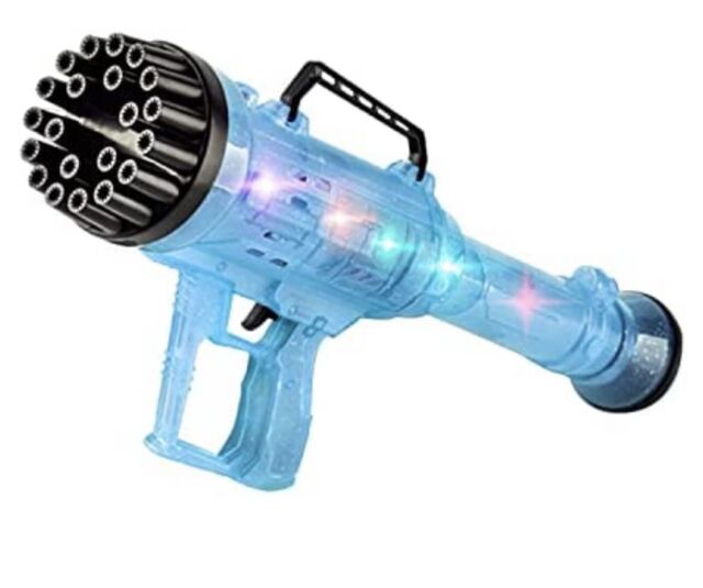 21 Hole Bubble Machine Cool Light light Blue Bubble Gun for Boys and Girls