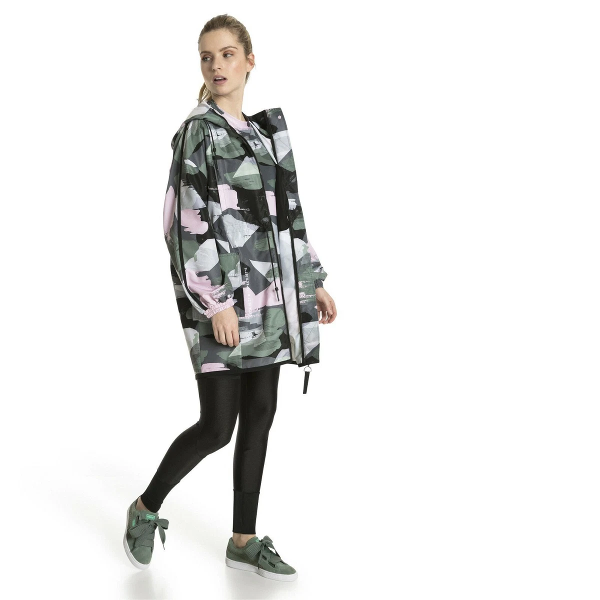 Puma Chase Parka Women s Green Pink Casual Activewear Outwear