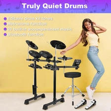 Bluetooth Electronic Drum Kit Electric Drum Set Pads Pedal Stick Stool USB MIDI