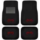 New 4PC RED RAM HORN Car Truck Front Rear Back Black Premium Carpet Floor Mats