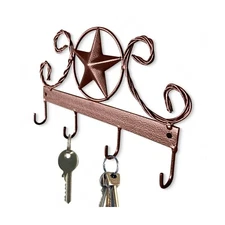Texas Country Western Key Holder - Rustic Star Wall Décor Key Hanger for Home