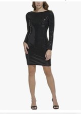 New! Size 4 Calvin Klein Party Cocktail Embellished Black Women's Sheath Dress
