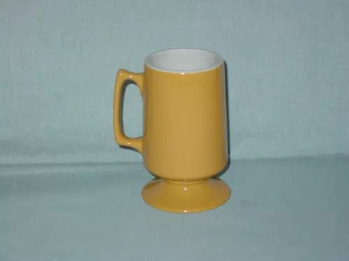 Vintage Hall Yellow Coffee Pedestal Mug #1873 "D" Handle