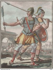 Italy Rome Antique Roman Archer and Hastat Costume Armor Shield Weapon Bow
