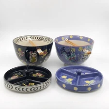 6"  Japanese Ramen Udon Noodle Bowl with Dish Plate and Chopsticks Gift Set