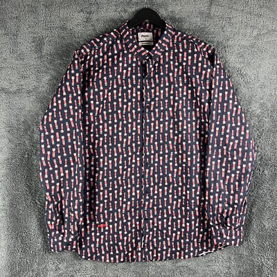 Brava Stoffe Hemd Herren 2XL Japanische Puppen Print Button Down Bio Baumwolle