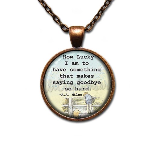 Winnie the Pooh Milne Quote Book Lover Handmade Round Glass Pendant Necklace - Picture 10 of 10
