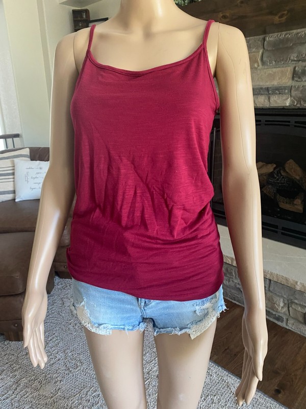 Ann Taylor LOFT Bergundy Cami Adjustable Spaghetti Strap Tank Top  Sz Sm - 009