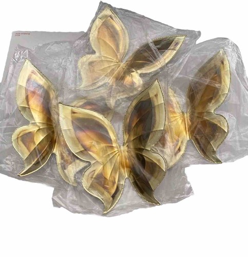 5” Brass Butterfly Set Group 4 Metal Art Part Wall Decor Craft Embellish VTG MCM - 第 1/19 張圖片