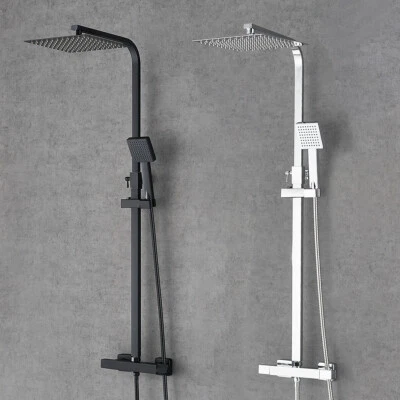 Modern Square Thermostatic Mixer Shower Set 10 inch stainless steel Rain shower