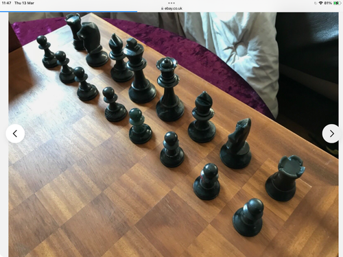 Vintage Chess Full Set Pieces And Large Thick Heavy Wooden Board 51cm x 51cm - Picture 6 of 24