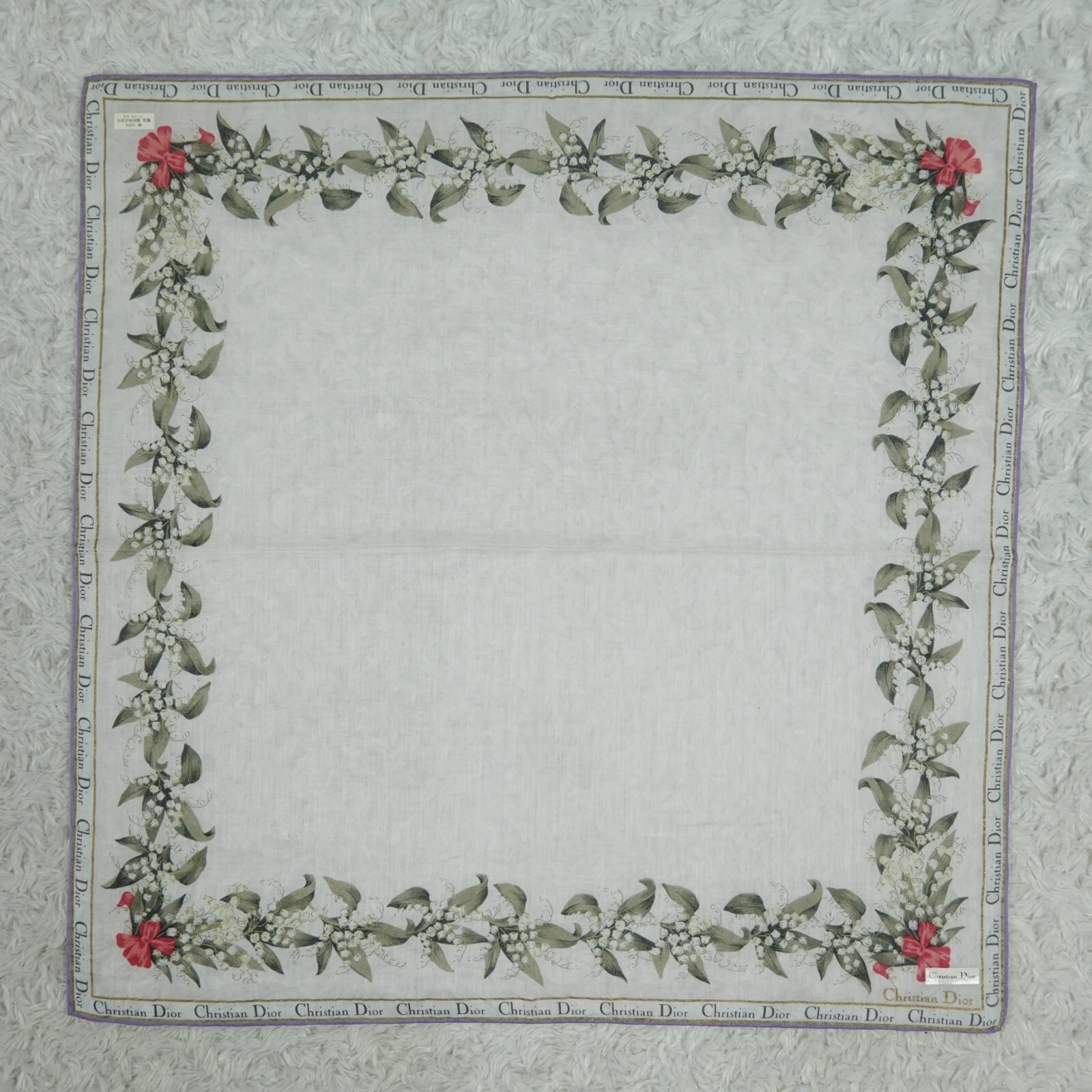 CHRISTIAN DIOR Foulard foulard coton rose fleur poche carré 18,5