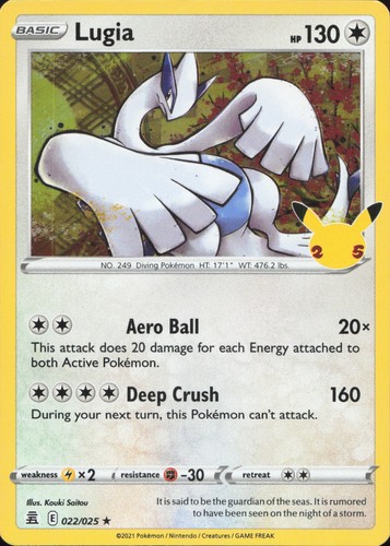 Lugia 022/025 RARE HOLO Celebrations Pokemon Lightly Played