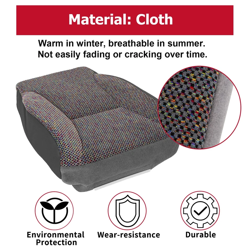 Cubierta de asiento de tela inferior de tela para Dodge Ram 1500 2500 3500 SLT 1998-2002 Foto 3 de 4