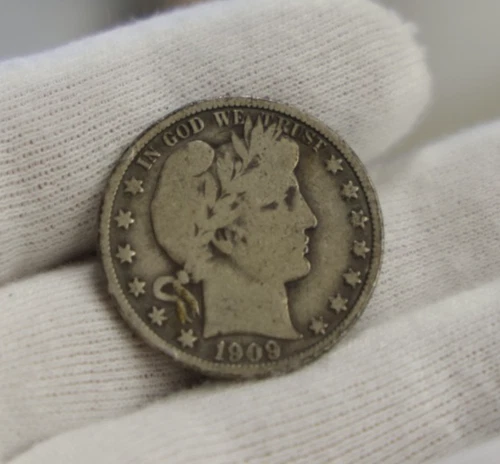 1909 US Barber Silver Half 50c VG (Cleaned)