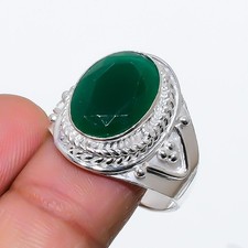 Green Onyx Gemstone 925 Sterling Silver Jewelry All Size Ring For Gift