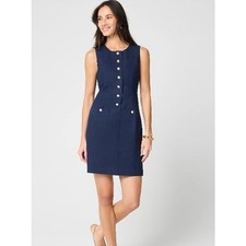 NWT J. Crew Linen-Blend Button-Front Mini Dress Office Interview Chic Blue 2