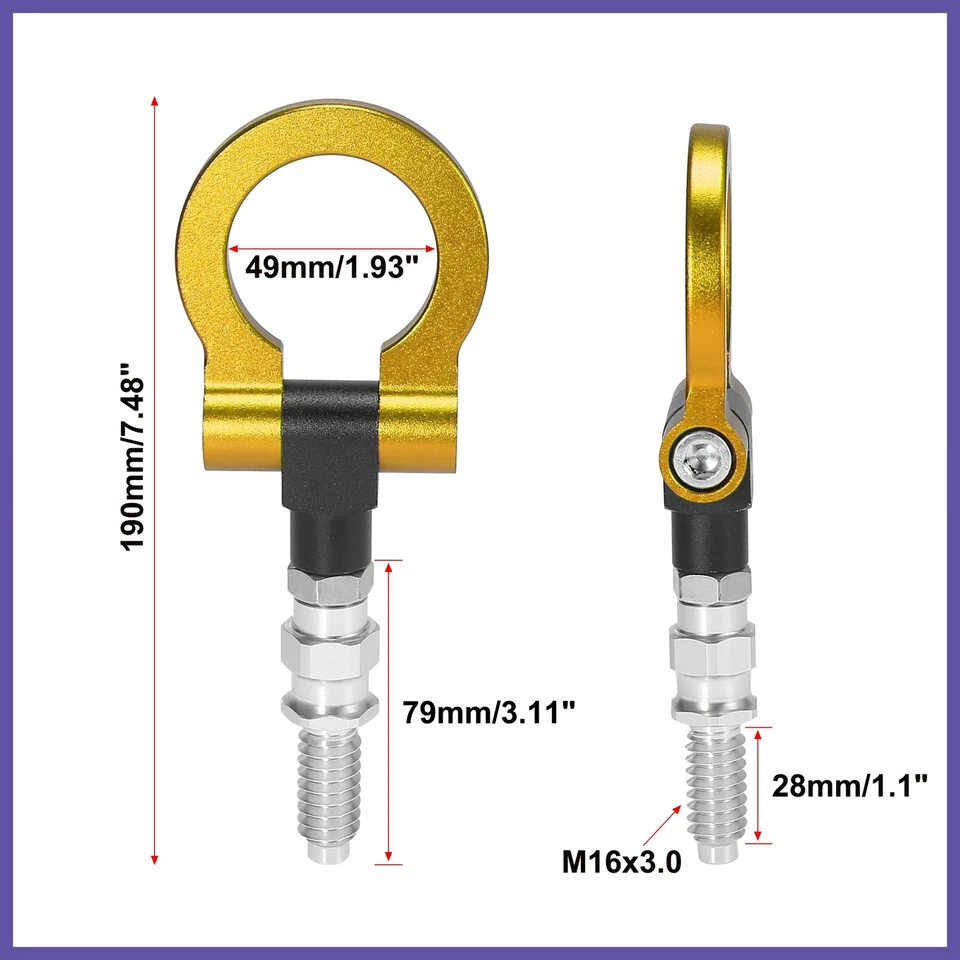 Barra de gancho de remolque con tornillo para parachoques trasero delantero de coche tono dorado para BMW 325i 335i Foto 4 de 4