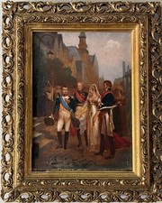 NICOLAS GOSSE ANTIQUE FRENCH OIL PAINTING OLD NAPOLEON & QUEEN OF PRUSSIA FAMOUS