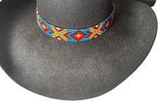 Western Mens Hatband 35 x 1 in X Diamond Bead Cowboy Rodeo Tie Show Multi
