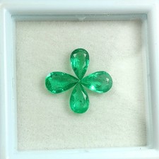 1.17 CT - Natural Zambian Emerald 4 Good Luster Gem Pear Set  - 10310
