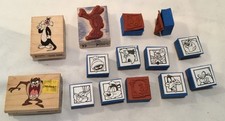 Warner Brothers Looney Tunes Taz, Bugs Bunny, Sylvester Wood Stamp Rubber 9 Foam