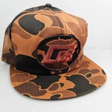 Vintage USA MADE CG&B Consolidated Grain Barge Camo Hunting Trucker Hat Snapback