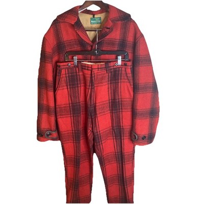 Vintage Montgomery Wards Western Field Wool Buffalo Plaid Hunting Coat & Pants