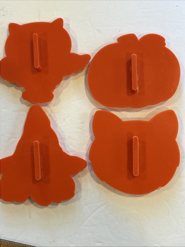 4 Vintage Hallmark Halloween Orange Cookie Cutters 3-4" Cat Witch Owl Pumpkin - Picture 7 of 8