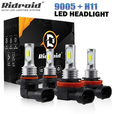 9005+H11 LED Headlight High/Low Beam Super Bright Bulbs Kit 6000K White Combo