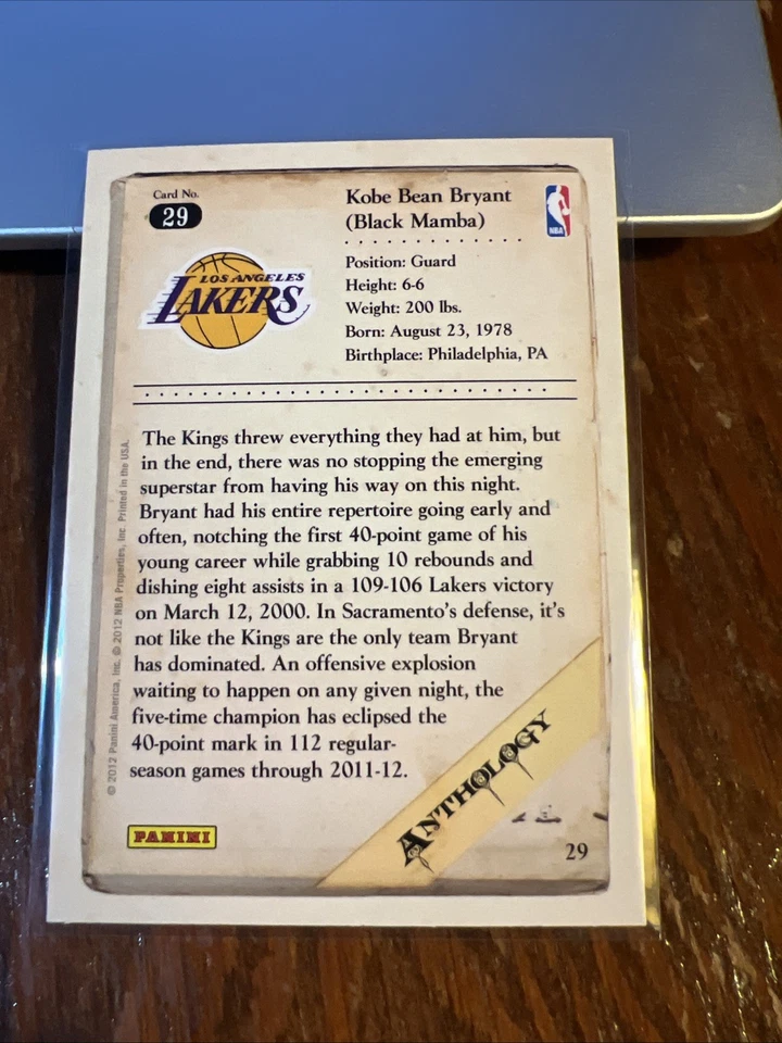Kobe Bryant 2012-13 Panini Kobe Anthology #29 HOF Los Angeles Lakers NM-MT - Image 4 of 4