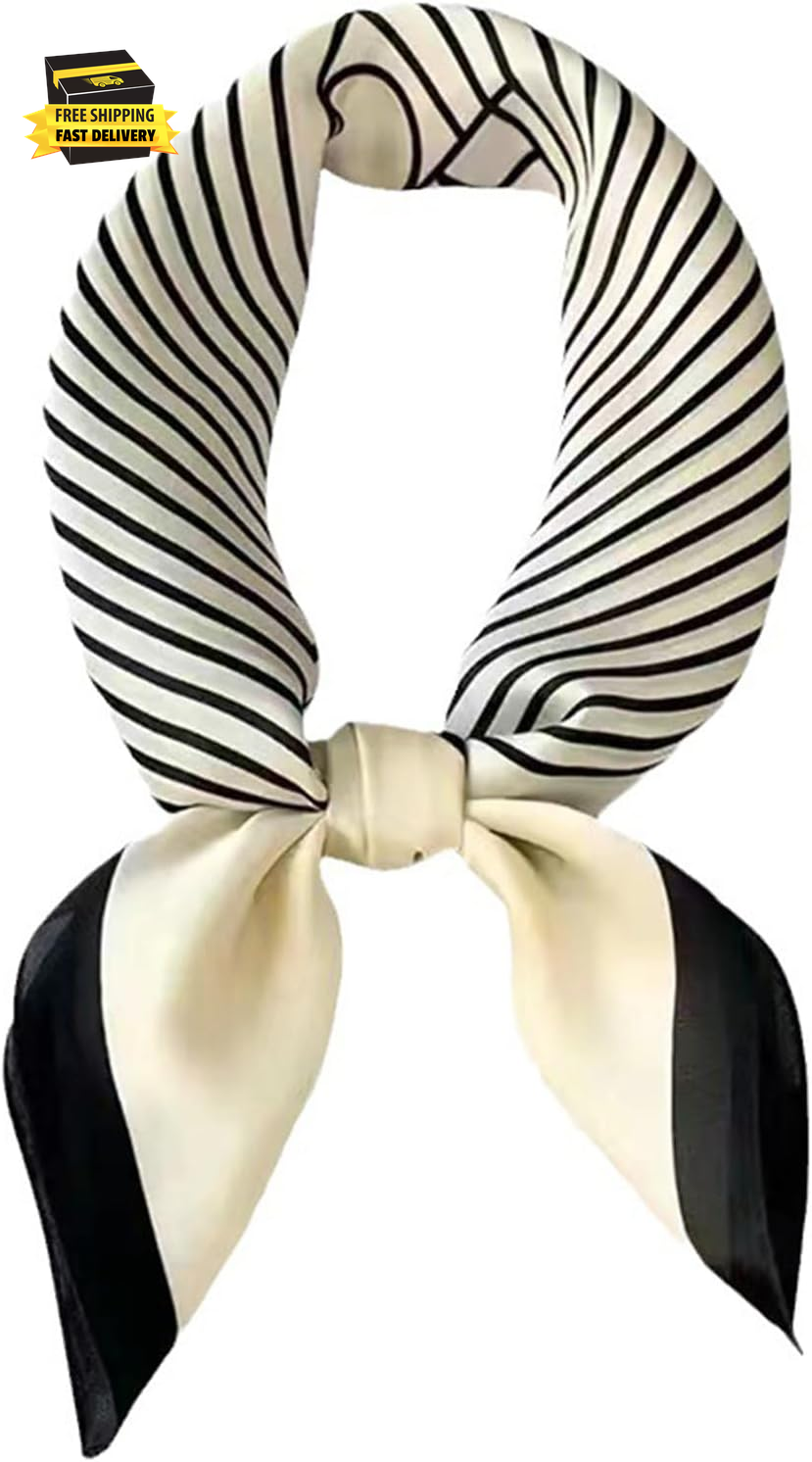27.5 Inch Silk Feeling Scarf for Women Square Satin Head Wrap Bandana Hair Accessory