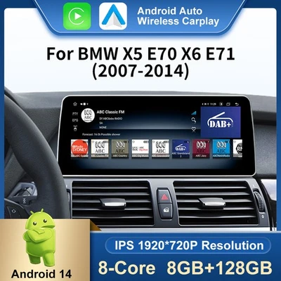 12.3" Android 14 Autoradio Für BMW X5 E70 X6 E71 CCC CarPlay 128GB DAB+ GPS Navi - Bild 1 von 4