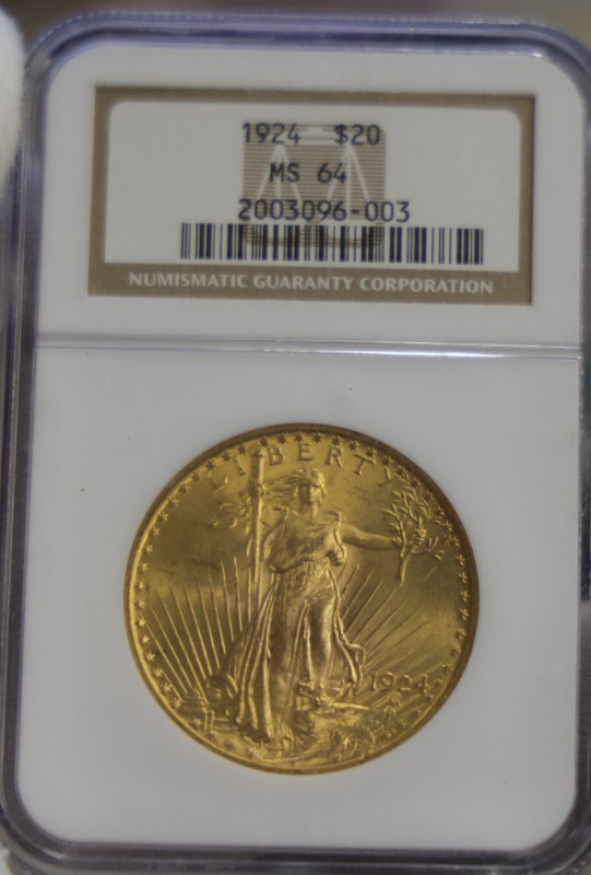 1924 US $20 Saint Gaudens Gold Piece Double Eagle MS64 NGC