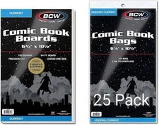 (25 pack) BCW Comic Book Bags (Modern/Current) & Boards Acid Free, Free Shipping