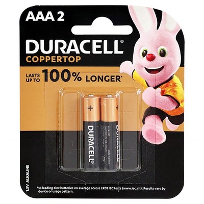 Duracell MN2400B2 Duracell Coppertop Alkaline AAA, LR03 size Battery