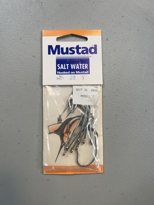 Mustad 3407 Saltwater Fishing Hooks Size 5/0 Qty 8 New Old Stock