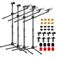 5 Core Microphone Stand 4Pc Floor Adjustable 63" Tripod Mic Stands w Boom Arm