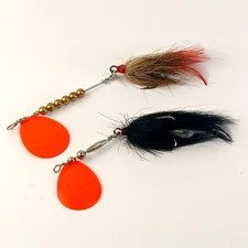 2 Bucktail Spinnerbaits Inline 6" - 1+oz Rear Weighted Org Colorado  Muskie Pike