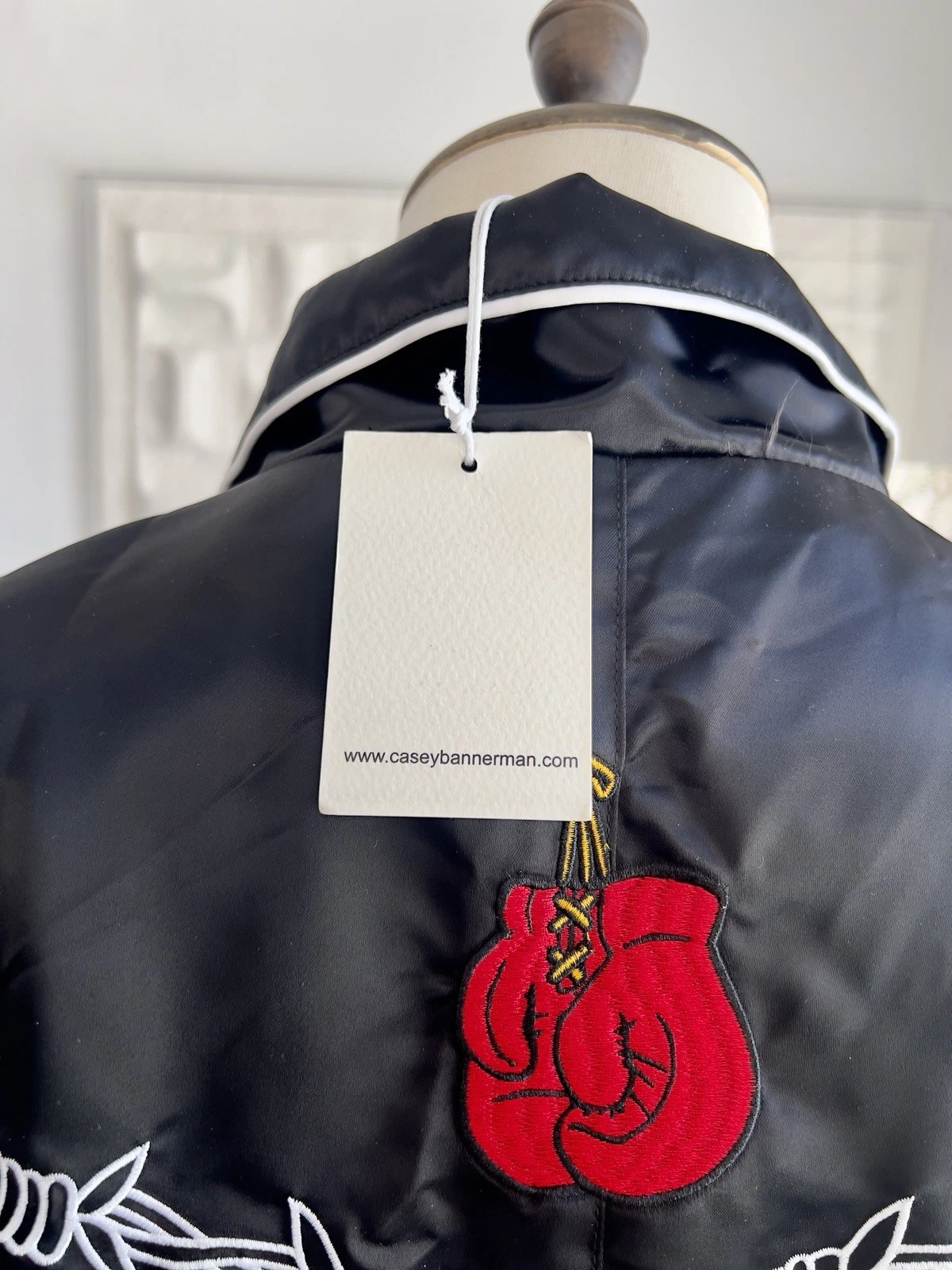 Jake Paul Mike Tyson Netflix Fight Satin Jacket XL Tiger Embroidery Black NEW image 2