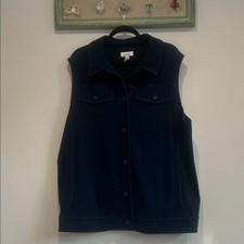 D Co dark blue stretch Denim Vest button front women  s plus size 2X