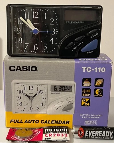 CASIO FULL AUTO CALENDAR ALARM CLOCK BLACK TQ110