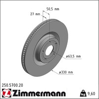 2X Zimmermann 250.5700.20 Bremsscheibe FüR Ford Focus HN HP