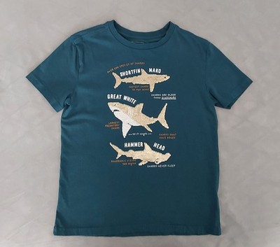 Bixby Boy's Teal Sequin Shark Graphics Short Sleeve Tee / Size M