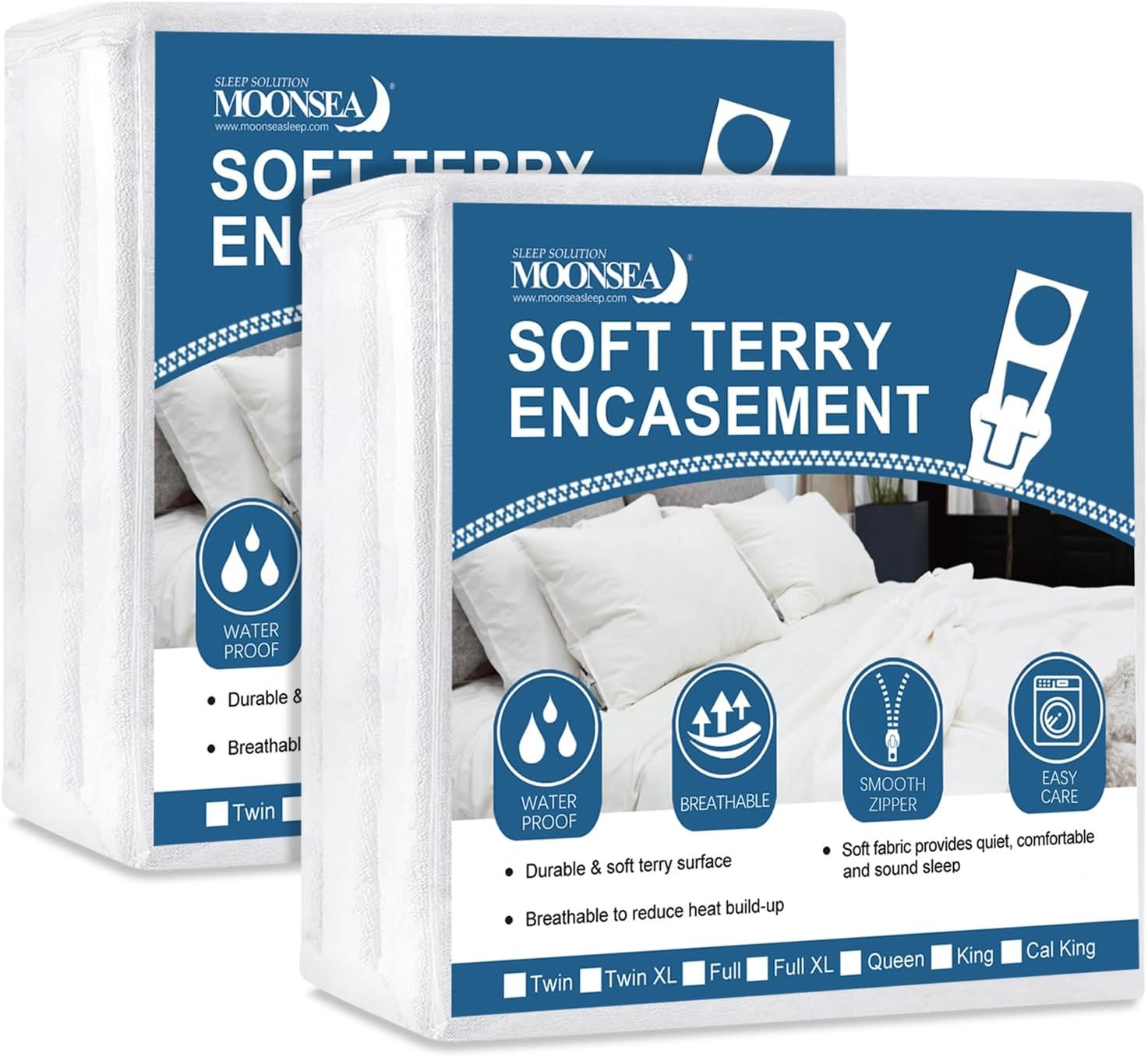 Zipper Mattress Protector Set of Two, Ultra-Soft Terry Cloth Surface