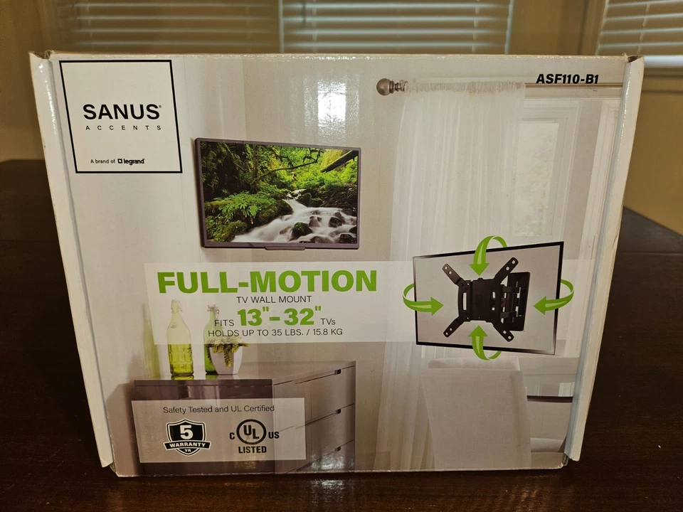 Sanus Accents Full Motion TV Wall Mount for 13"- 30" TVs. Holds Up To 35lb. NIB - Image 2 of 4